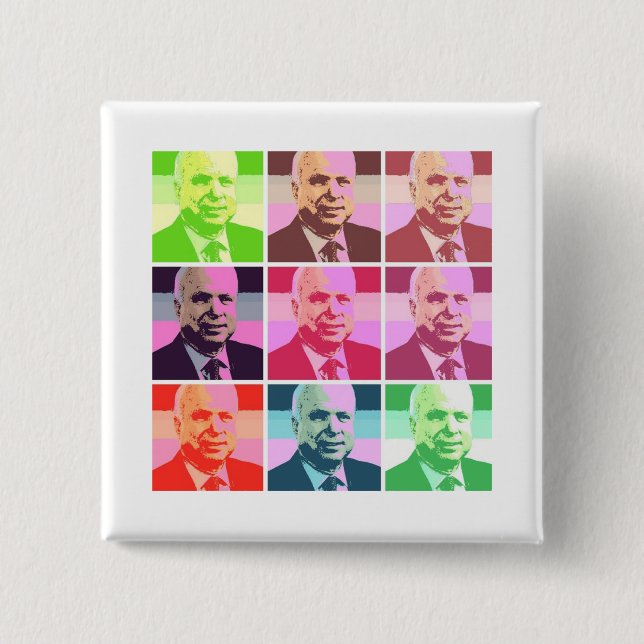 Bóton Quadrado 5.08cm John McCain (Frente)