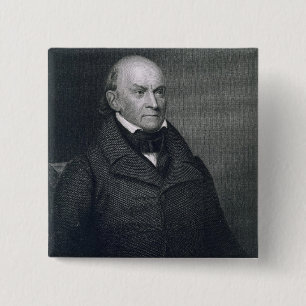 Bóton Quadrado 5.08cm John Quincy Adams, gravado por John Wesley Paradis