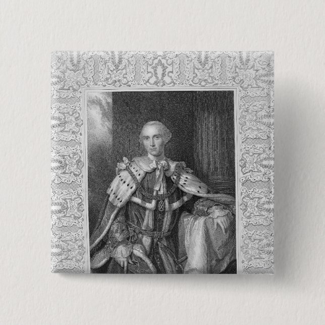 Bóton Quadrado 5.08cm John Stuart, terceiro conde do Bute, gravado (Frente)