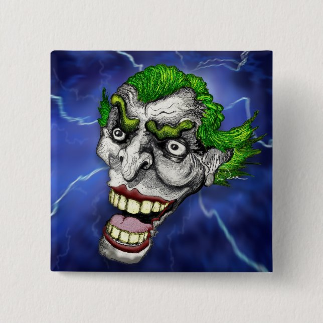 Bóton Quadrado 5.08cm Joker Jester em uma Tempestade de Relâmpago por Do (Frente)