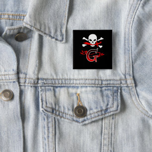 Bóton Quadrado 5.08cm Jolly Roger G Monograma Inicial