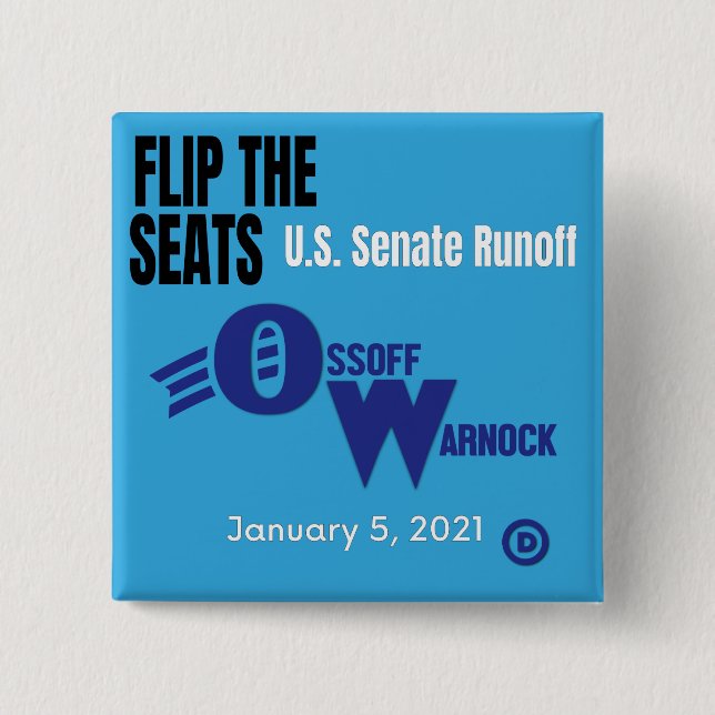 Bóton Quadrado 5.08cm Jon Ossoff & Rev. Raphael Warnock (Frente)