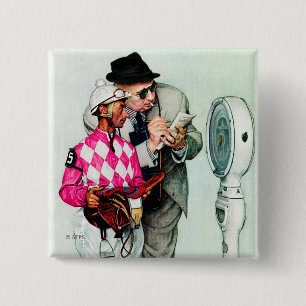 Bóton Quadrado 5.08cm Jóquei que pesa dentro por Norman Rockwell