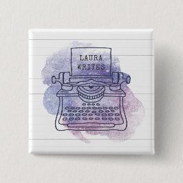 Bóton Quadrado 5.08cm Jornalista do escritor de máquinas de escrever