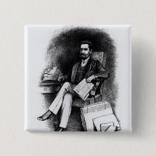 Bóton Quadrado 5.08cm Joseph Pulitzer "do objeto antigo", 1887