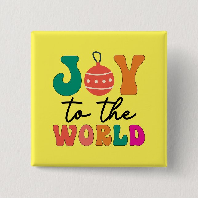 Bóton Quadrado 5.08cm Joy to The World - Design de Natal-50835 (Frente)