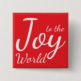 Bóton Quadrado 5.08cm Joy to the World Phrase Red Holiday Button