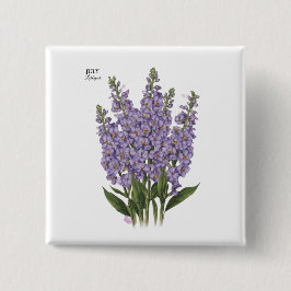 Bóton Quadrado 5.08cm Julho Larkspur Bloom - Presente de Aniversário Per