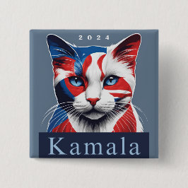 Bóton Quadrado 5.08cm Kamala Cat 2024 Democrata nas eleições dos EUA