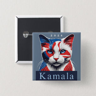 Bóton Quadrado 5.08cm Kamala Cat 2024 Democrata nas eleições dos EUA