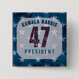 Bóton Quadrado 5.08cm Kamala Harris 47º Presidente. Quadrada