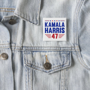 Bóton Quadrado 5.08cm Kamala Harris Eleição Presidencial 2024 HARISS 47