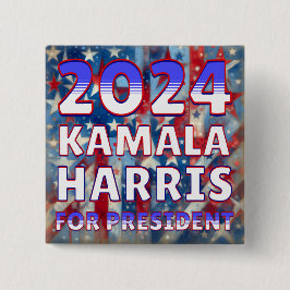 Bóton Quadrado 5.08cm Kamala Harris para o Presidente 2024