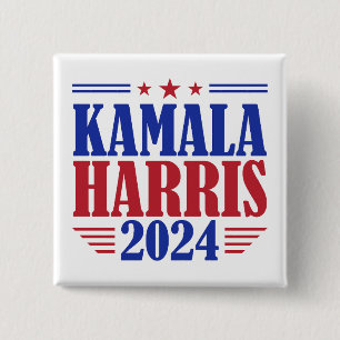 Bóton Quadrado 5.08cm Kamala Harris Para Presidente EUA América 2024