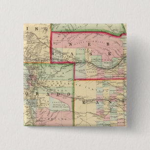 Bóton Quadrado 5.08cm Kan, Neb, Mapa Colo de Mitchell