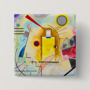 Bóton Quadrado 5.08cm Kandinsky amarelo-vermelho-azul