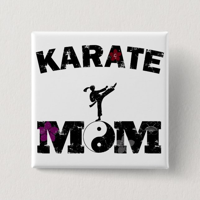 Bóton Quadrado 5.08cm Karate MOM (Frente)
