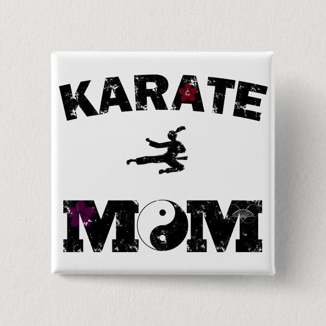 Bóton Quadrado 5.08cm Karate MOM (Frente)