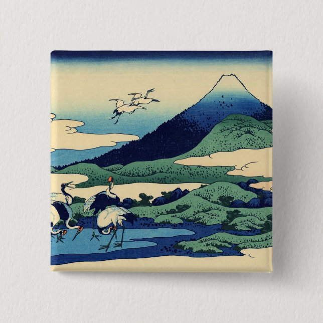 Bóton Quadrado 5.08cm Katsushika Hokusai - Umegawa na província de Sagam (Frente)