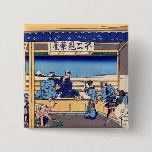 Bóton Quadrado 5.08cm Katsushika Hokusai - Yoshida no Tokaido