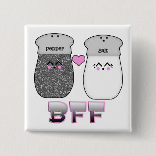 Bóton Quadrado 5.08cm Kawaii Sal e Pimenta BFF