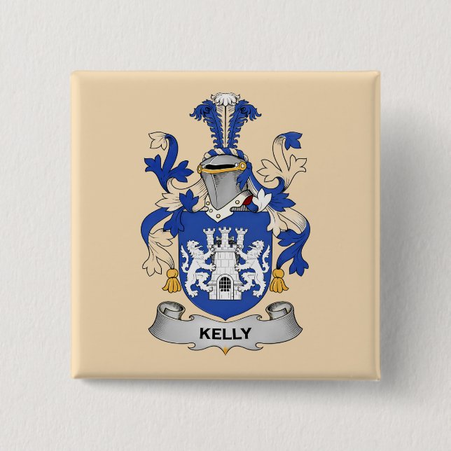Bóton Quadrado 5.08cm Kelly Coat of Arms Button (Frente)
