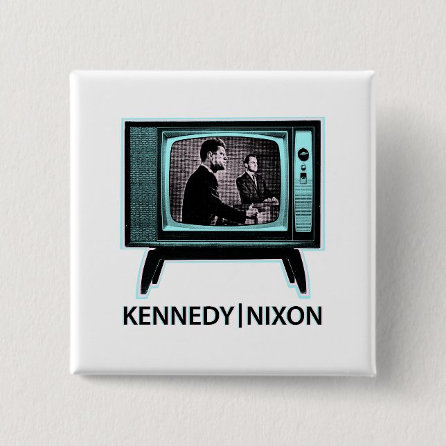 Bóton Quadrado 5.08cm Kennedy Nixon 1960 TV Debate (Frente)