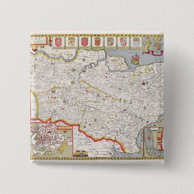 Bóton Quadrado 5.08cm Kent, gravado por Jodocus Hondius (Frente)