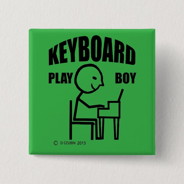 Bóton Quadrado 5.08cm Keyboard Play Boy (Frente)
