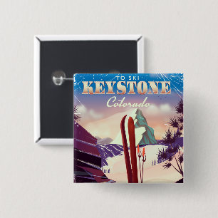 Bóton Quadrado 5.08cm Keystone, poster do estilo Colorado Ski.