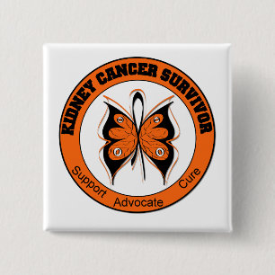 Bóton Quadrado 5.08cm Kidney Cancer Survivor Butterfly