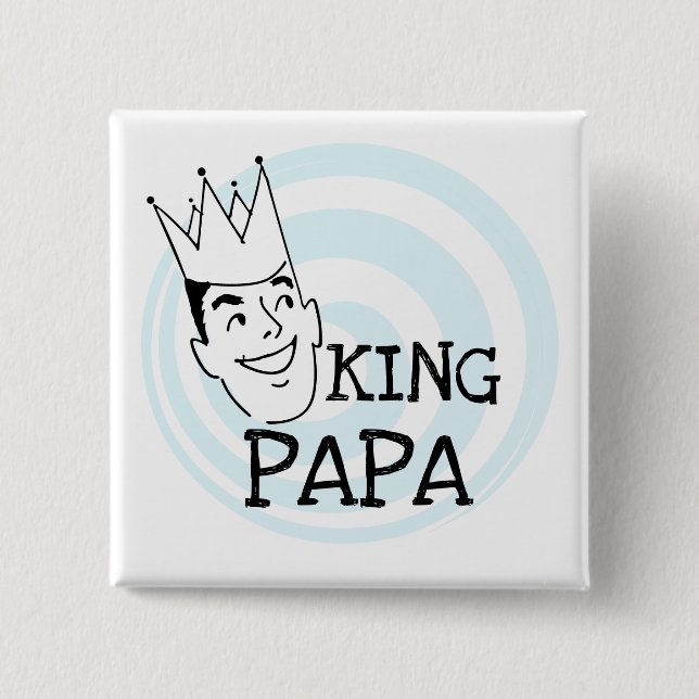 Bóton Quadrado 5.08cm King Papa T-shirts e presentes (Frente)