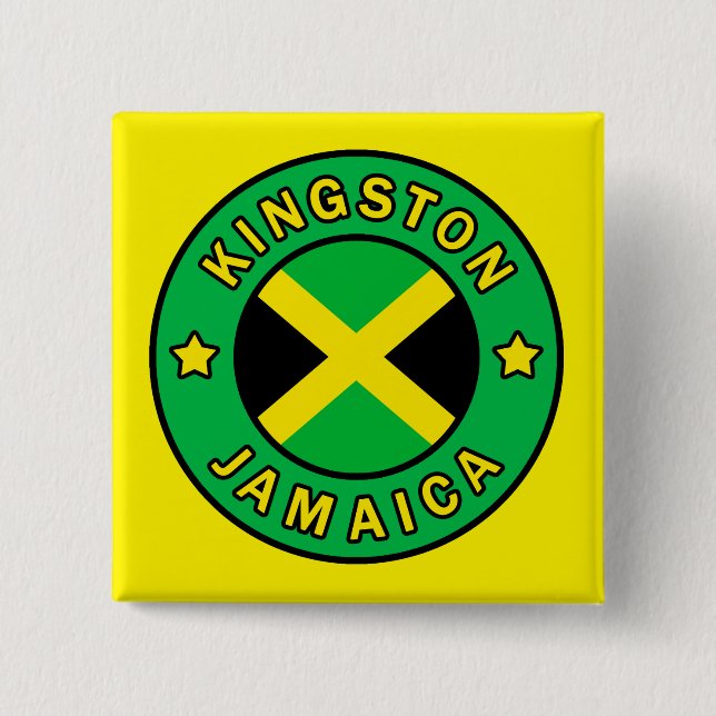 Bóton Quadrado 5.08cm Kingston Jamaica (Frente)