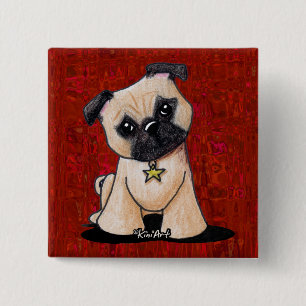 Bóton Quadrado 5.08cm KiniArt Pug