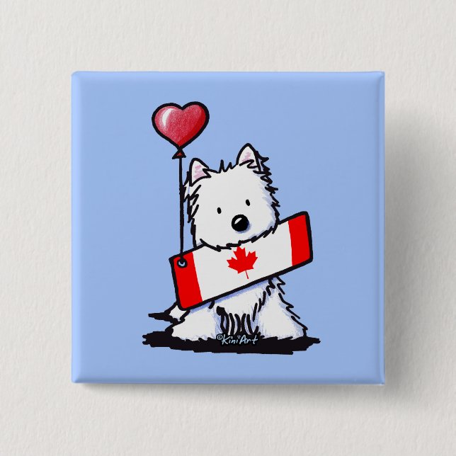 Bóton Quadrado 5.08cm KiniArt Westie Canadense (Frente)