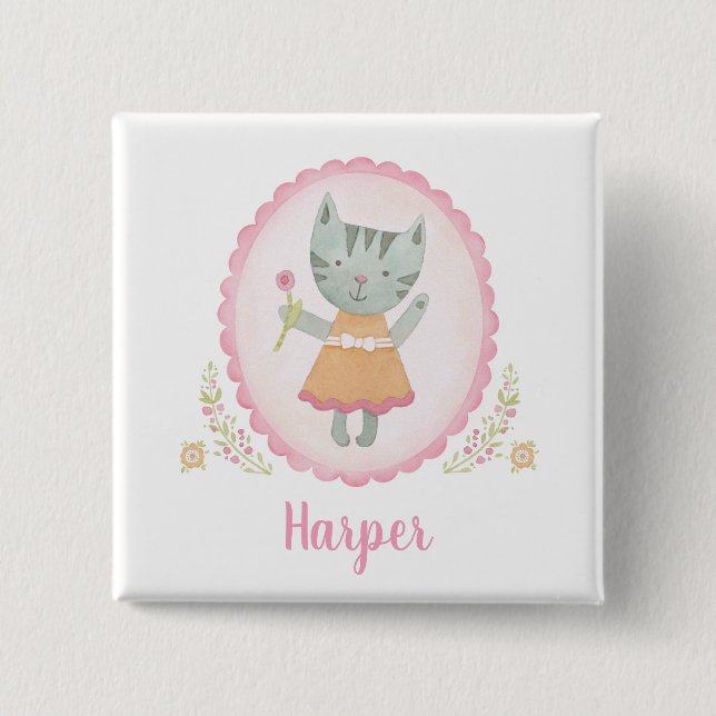 Bóton Quadrado 5.08cm Kitty Cat (Frente)