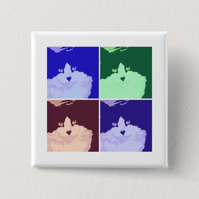 Bóton Quadrado 5.08cm Kitty Cat Pop Art (Frente)