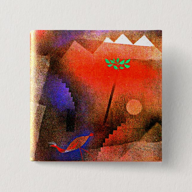 Bóton Quadrado 5.08cm Klee - Pássaro Desaparecendo (Frente)