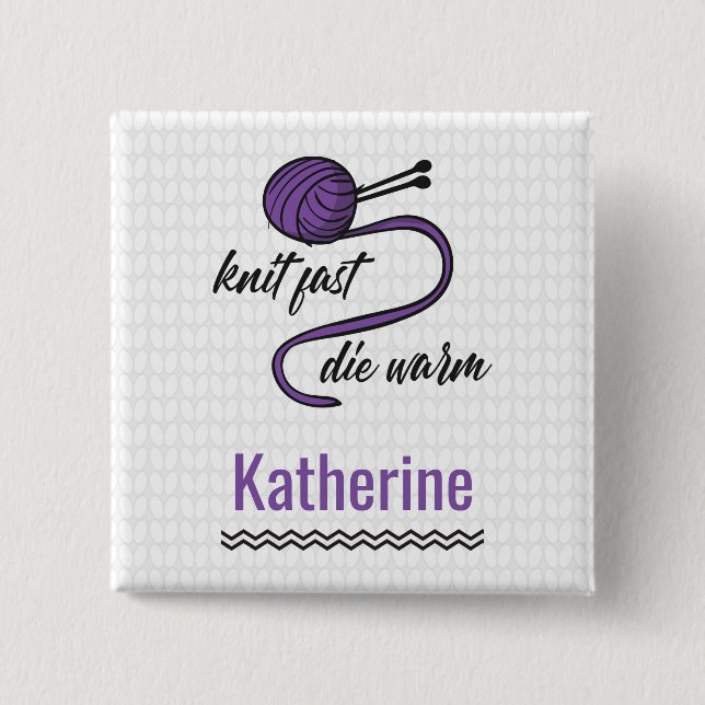 Bóton Quadrado 5.08cm Knit Roxo Rápido, Morre Quente (Frente)