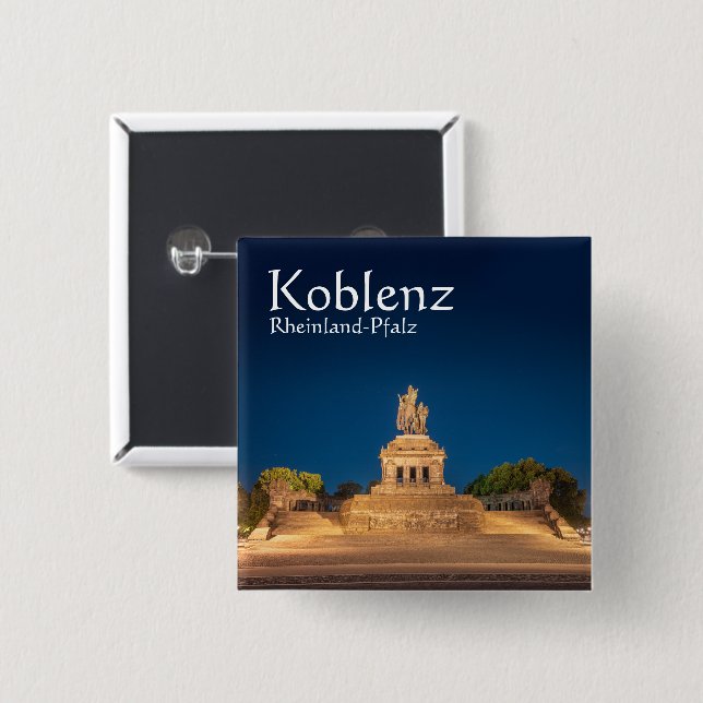 Bóton Quadrado 5.08cm Koblenz Alemanha (Frente & Verso)