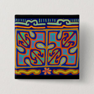 Bóton Quadrado 5.08cm Kuna Indian Music Box - San Blas Mola