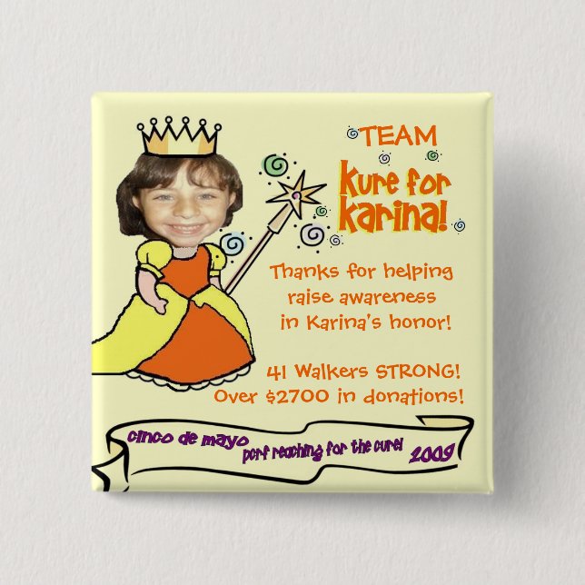 Bóton Quadrado 5.08cm Kure para o botão de Karina (Frente)