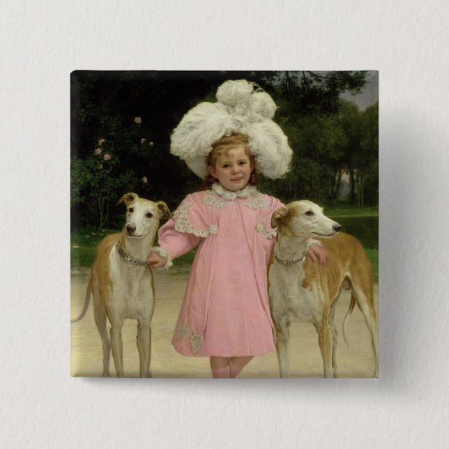 Bóton Quadrado 5.08cm La março de Alice Antoinette de, envelhecido cinco (Frente)