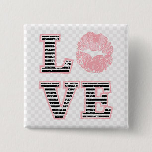 Bóton Quadrado 5.08cm Lábios de amor