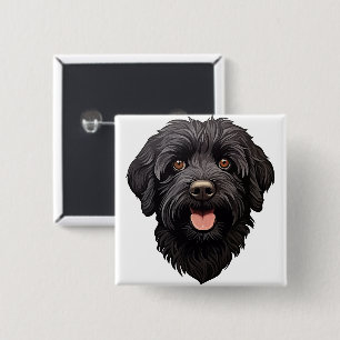 Bóton Quadrado 5.08cm Labradoodle Black Dog
