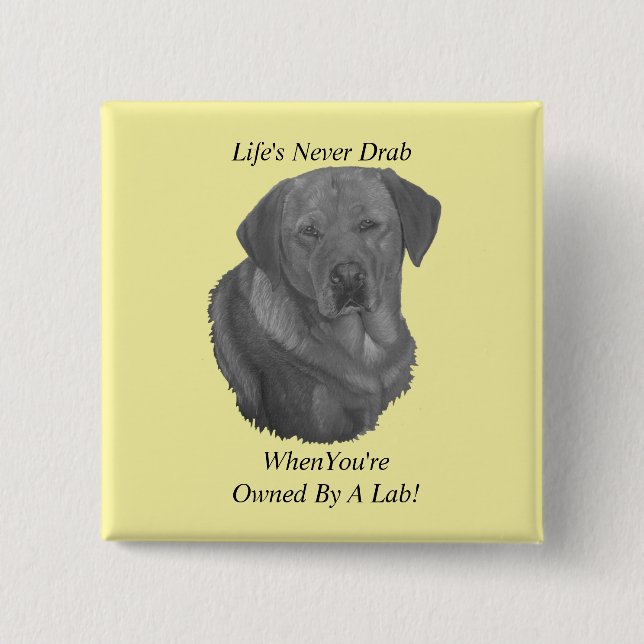 Bóton Quadrado 5.08cm labrador amarelo retrador cão retrato slogan diver (Frente)