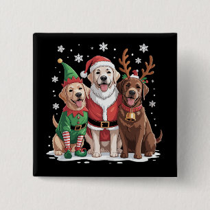 Bóton Quadrado 5.08cm Labrador Retriever Cães de Natal Papai Noel Rena