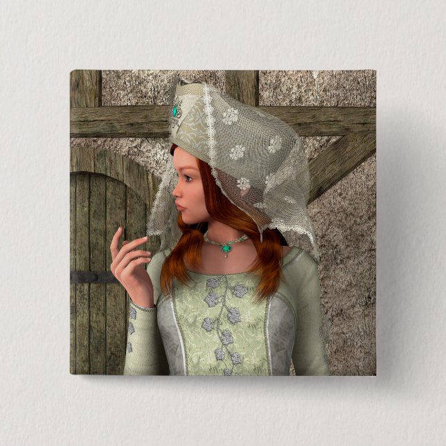Bóton Quadrado 5.08cm Lady Medieval (Frente)