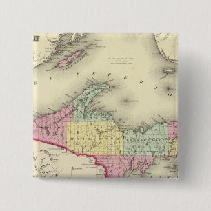 Bóton Quadrado 5.08cm Lago Superior E A Parte Norte De Michigan