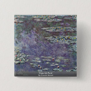 Bóton Quadrado 5.08cm Lagoa do lírio de água por Claude Monet